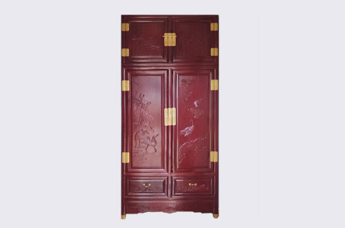连江高端中式家居装修深红色纯实木衣柜